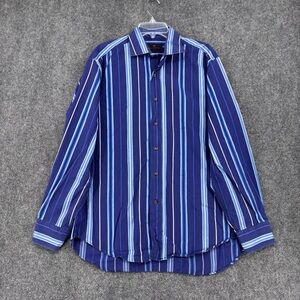 Etro Milano Blue Striped Button Down Long Sleeve Men’s 42 (L) Italian Designer
